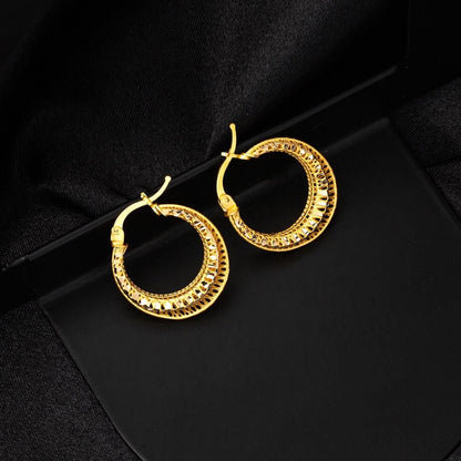 22K Yellow Gold Basket Hoop Earrings