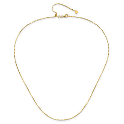 3 Inch 14K Yellow Gold Adjustable 1mm Box Chain Necklace
