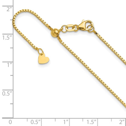 3 Inch 14K Yellow Gold Adjustable 1mm Box Chain Necklace