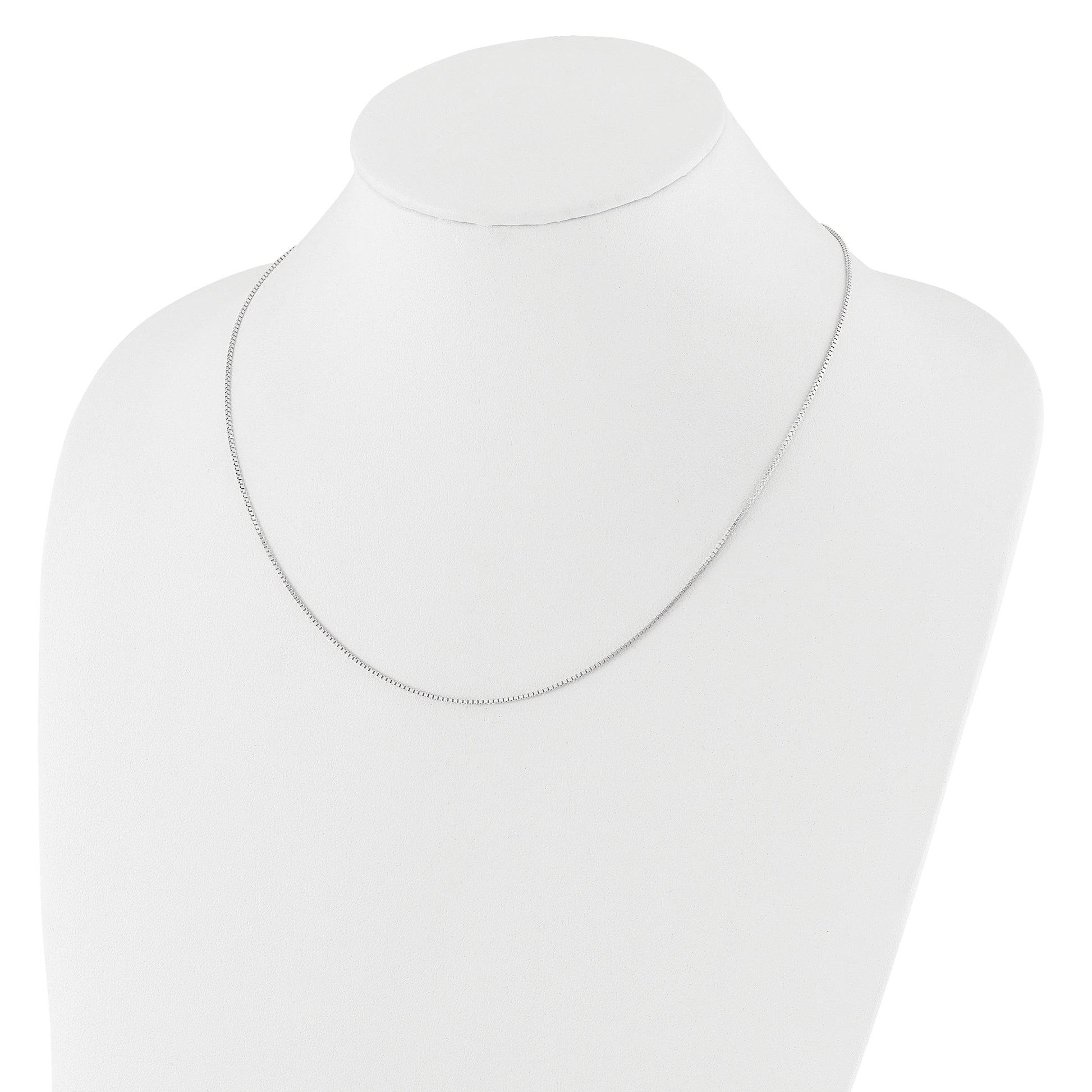 22 Inch 14K White Gold Adjustable 1mm Box Chain Necklace