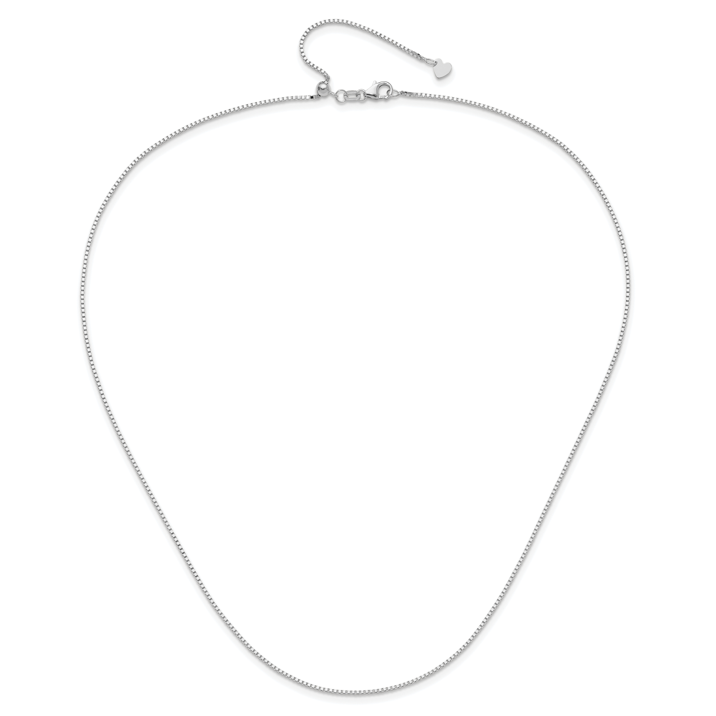 22 Inch 14K White Gold Adjustable 1mm Box Chain Necklace