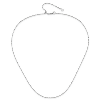 22 Inch 14K White Gold Adjustable 1mm Box Chain Necklace