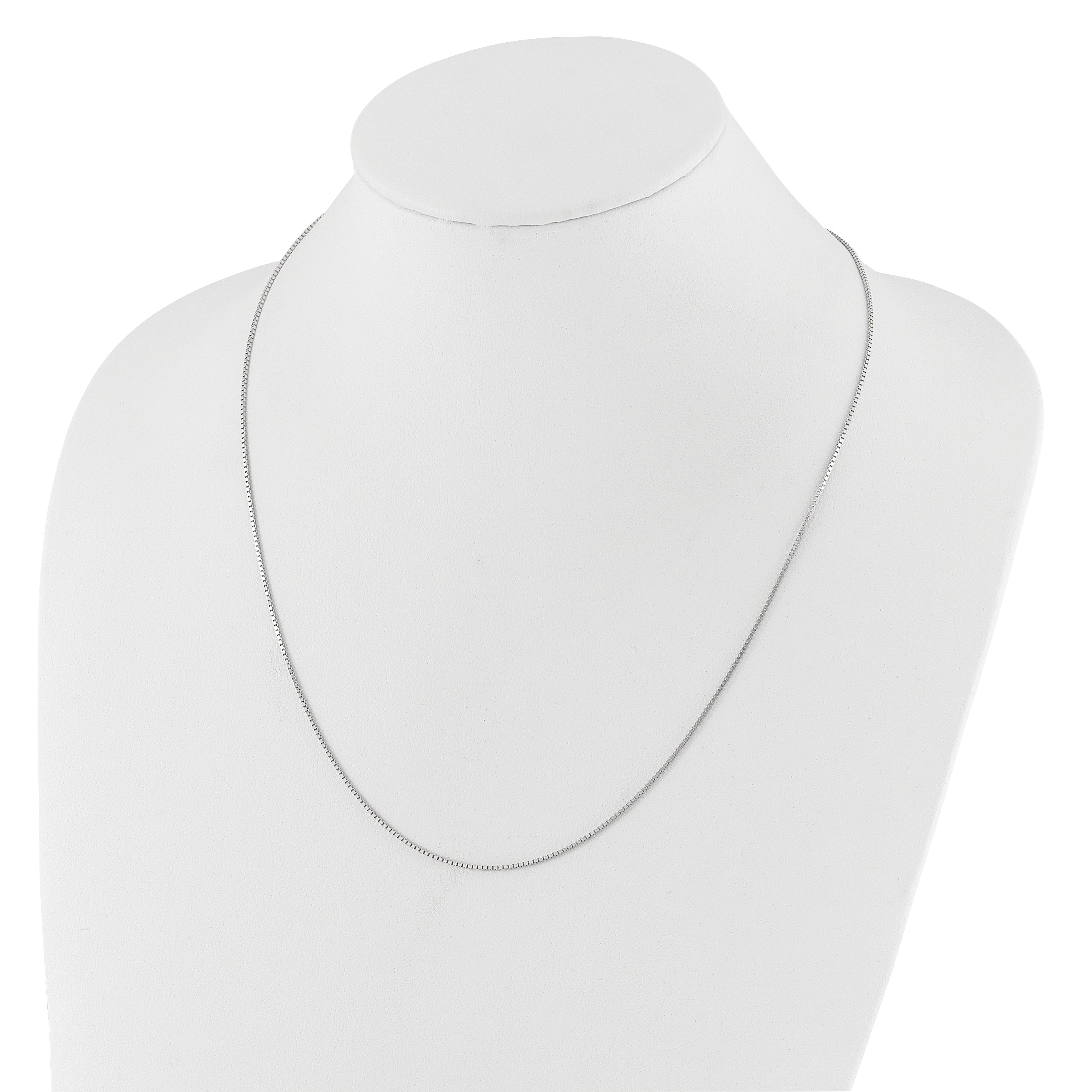 22 Inch 14K White Gold Adjustable 1mm Box Chain Necklace