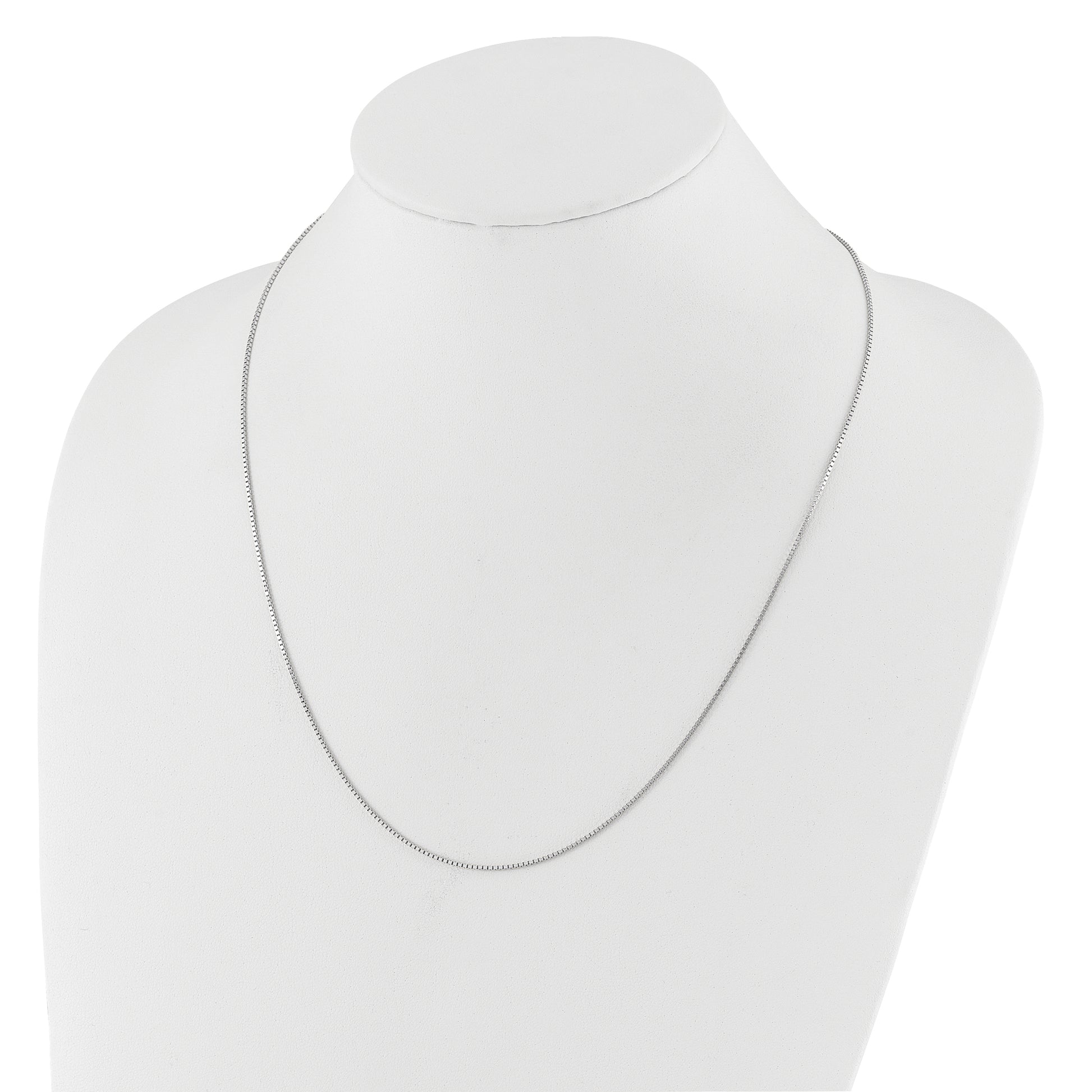 22 Inch 14K White Gold Adjustable 1mm Box Chain Necklace