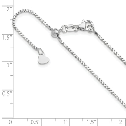 22 Inch 14K White Gold Adjustable 1mm Box Chain Necklace