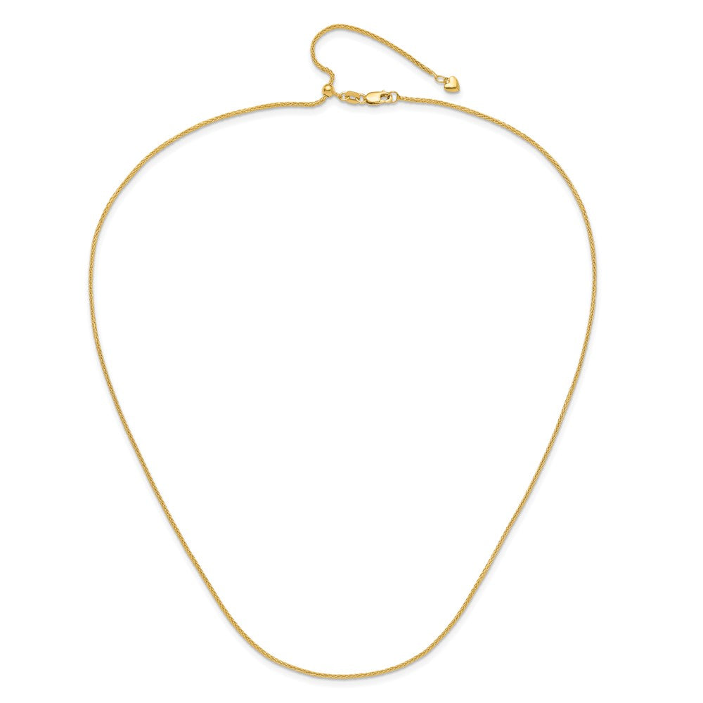 22 Inch 14K Yellow Gold Adjustable 1.4mm Wheat Chain Necklace