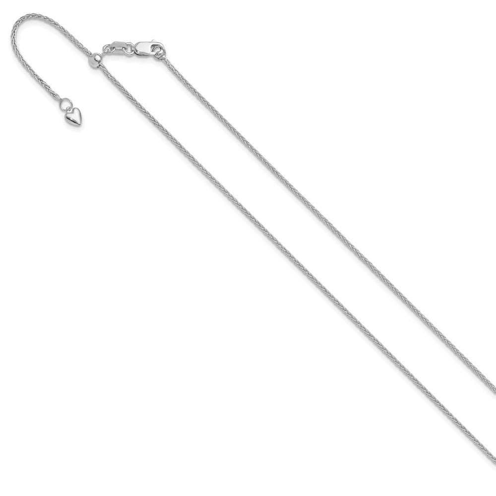 3 Inch 14K White Gold Adjustable 1.4mm Wheat Chain Necklace