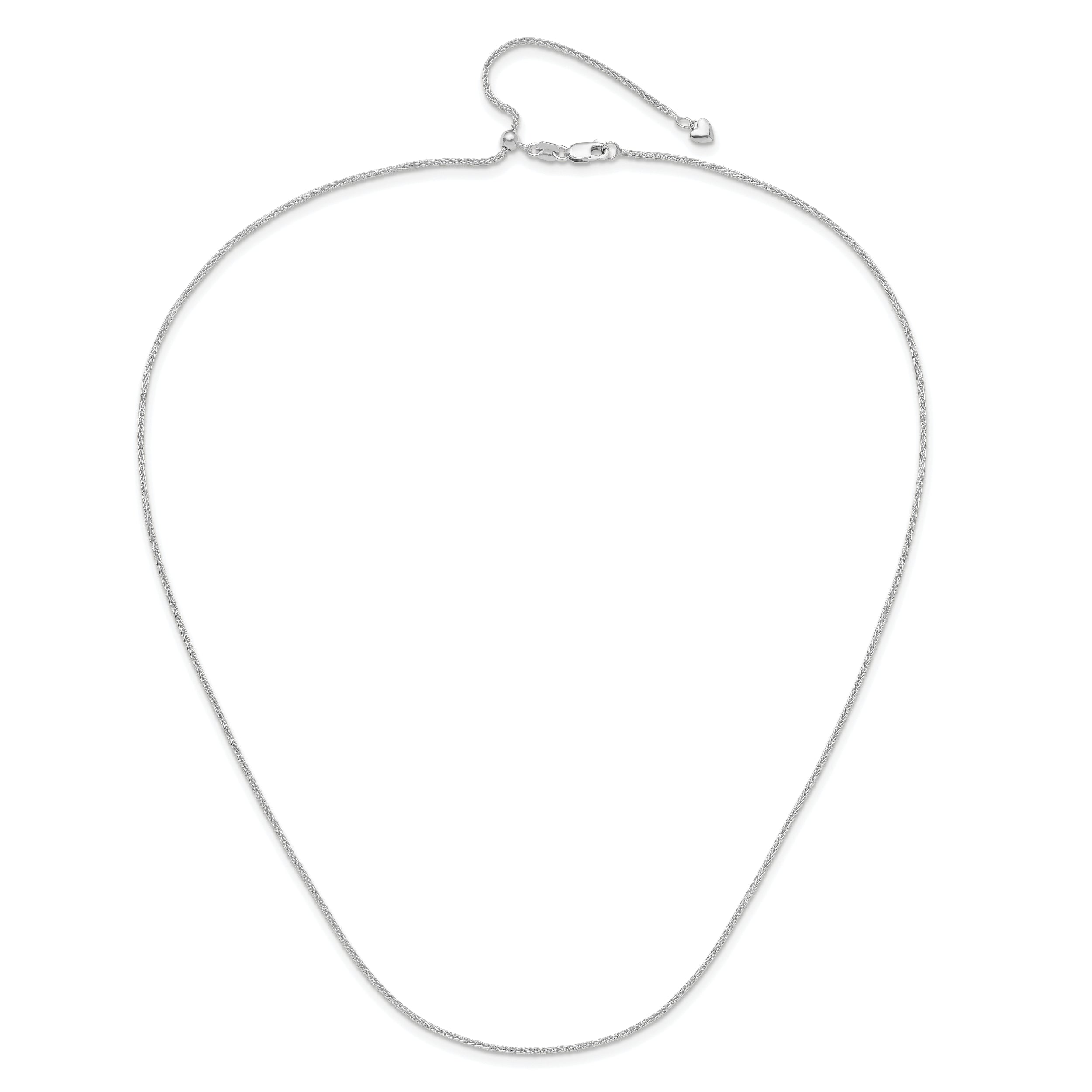 22 Inch 14K White Gold Adjustable 1.4mm Wheat Chain Necklace