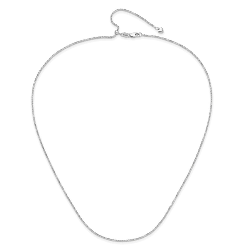 3 Inch 14K White Gold Adjustable 1.4mm Wheat Chain Necklace
