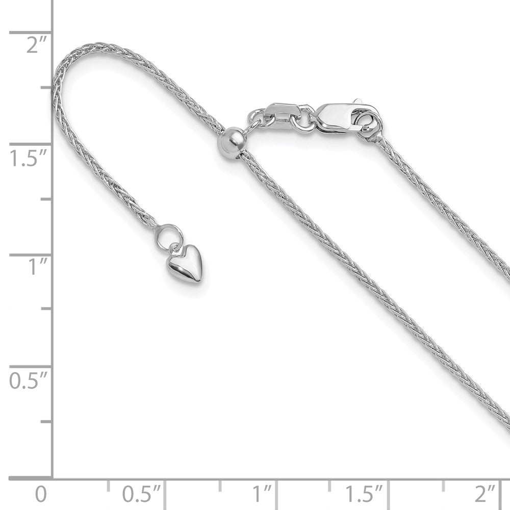 3 Inch 14K White Gold Adjustable 1.4mm Wheat Chain Necklace