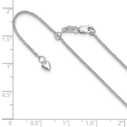 3 Inch 14K White Gold Adjustable 1.4mm Wheat Chain Necklace
