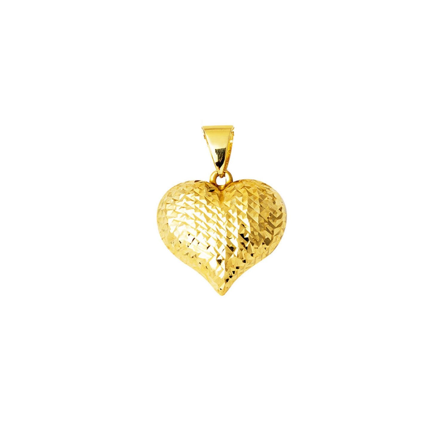 14K Gold Hand Engraved Heart Pendant