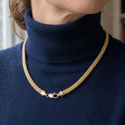 14K Yellow Gold Braided Chain Collar Necklace