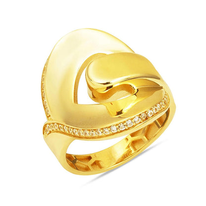 14K Yellow Gold Heart Knot Cubic Zirconia Ring