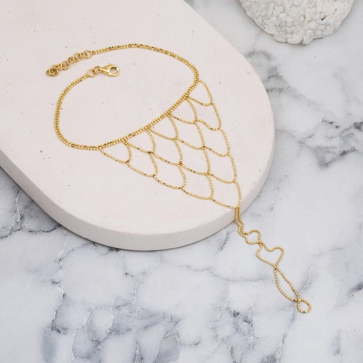14K Yellow Gold Mini Ball Chain Shahmaran Bracelet