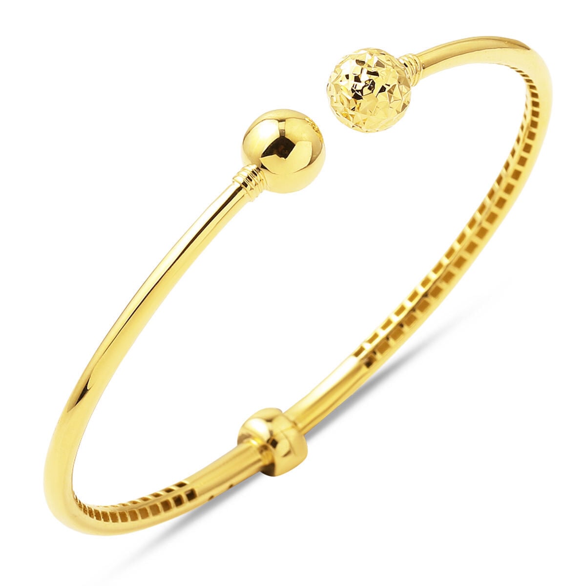 14K Yellow Gold Wishbone Hinged Cuff Bangle
