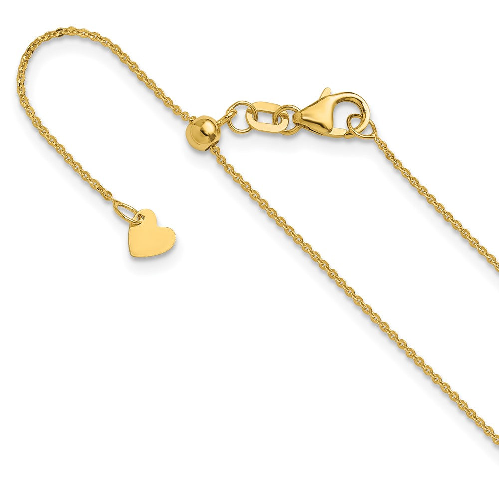 22 Inch 14K Yellow Gold Adjustable 1.2mm Flat Cable Chain Necklace