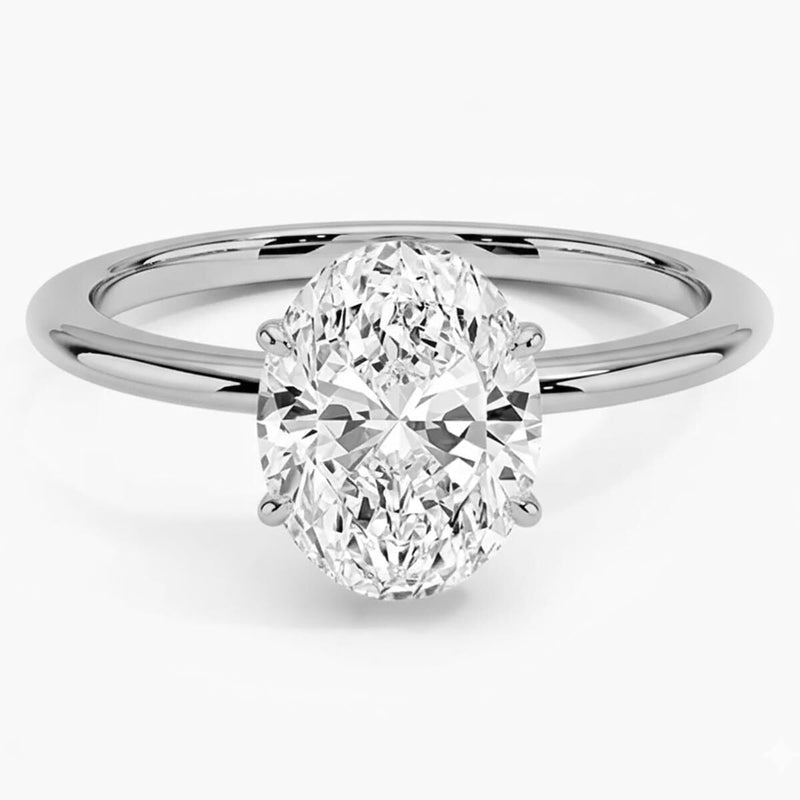 14K White Gold Oval Moissanite Solitaire Ring