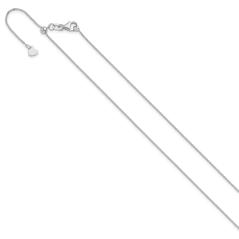 3 Inch 14K White Gold Adjustable 1.2mm Flat Cable Chain Necklace
