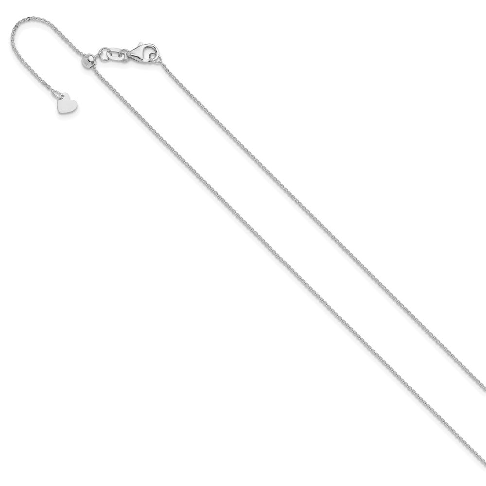 22 Inch 14K White Gold Adjustable 1.2mm Flat Cable Chain Necklace