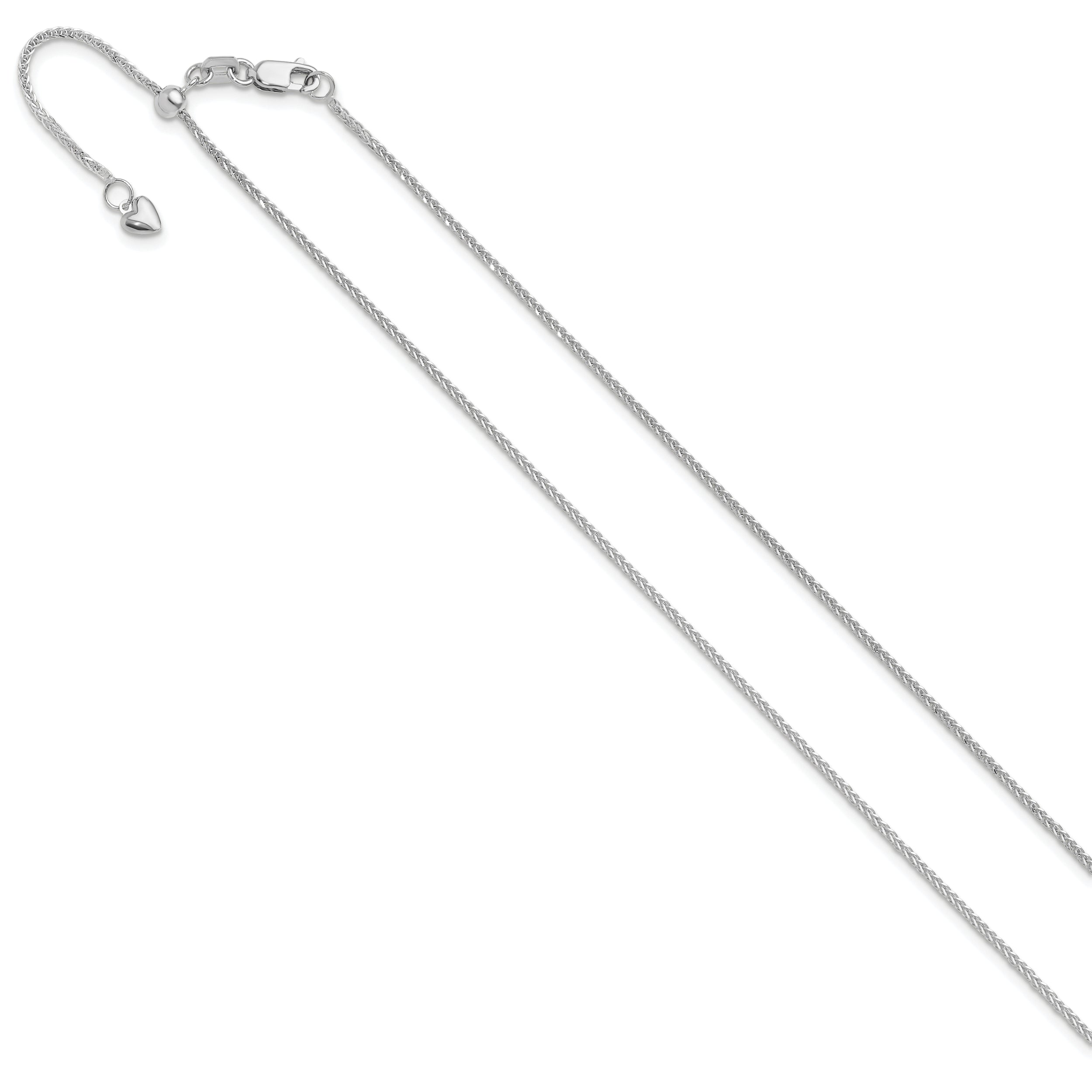 22 Inch 14K White Gold Adjustable 1mm Quadra Wheat Chain Necklace