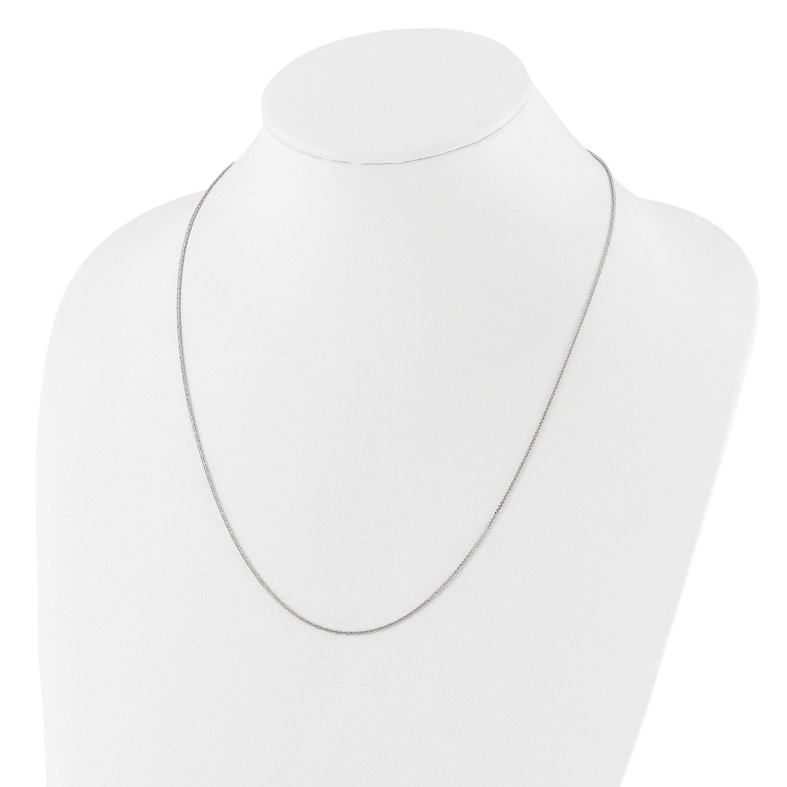 22 Inch 14K White Gold Adjustable 1mm Quadra Wheat Chain Necklace