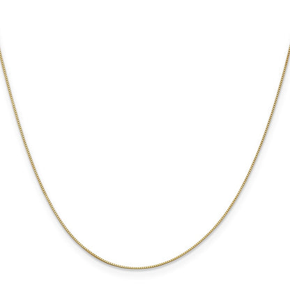 2 Inch 14K Yellow Gold .5mm Baby Box With Lobster Clasp Chain Necklace