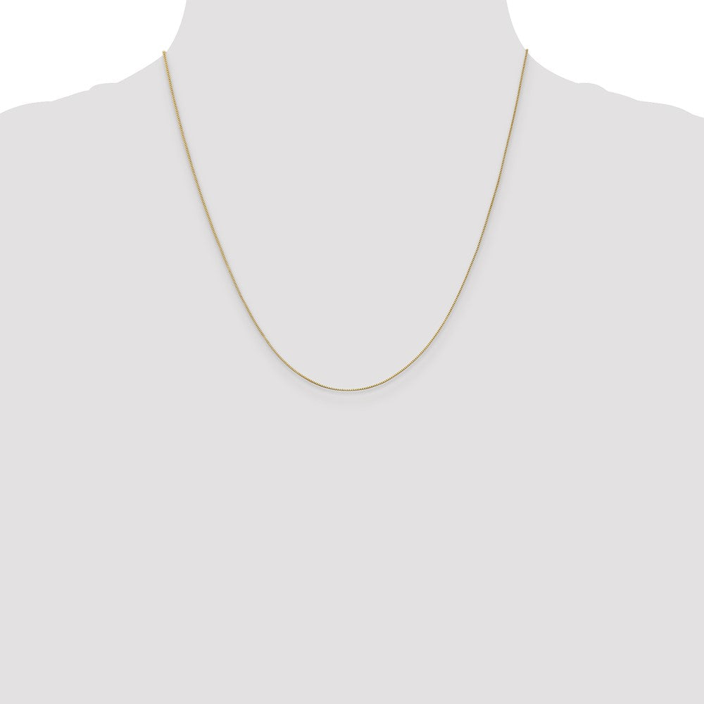 2 Inch 14K Yellow Gold .5mm Baby Box With Lobster Clasp Chain Necklace