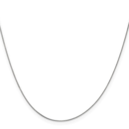 18 Inch 14K White Gold .5mm Baby Box With Lobster Clasp Chain Necklace