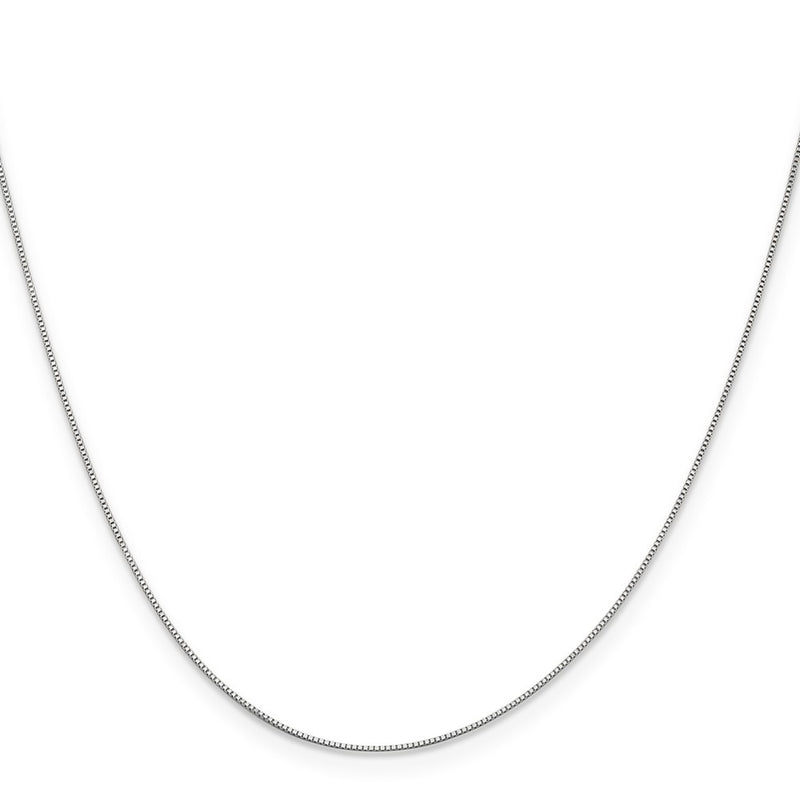 22 Inch 14K White Gold .5mm Baby Box With Lobster Clasp Chain Necklace