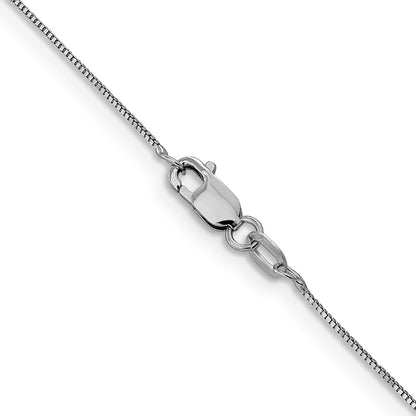 2 Inch 14K White Gold .5mm Baby Box With Lobster Clasp Chain Necklace
