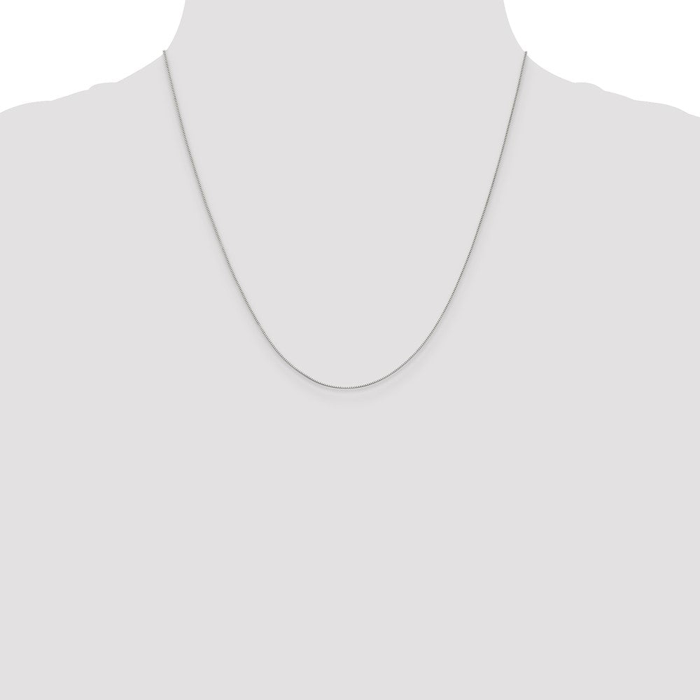 2 Inch 14K White Gold .5mm Baby Box With Lobster Clasp Chain Necklace