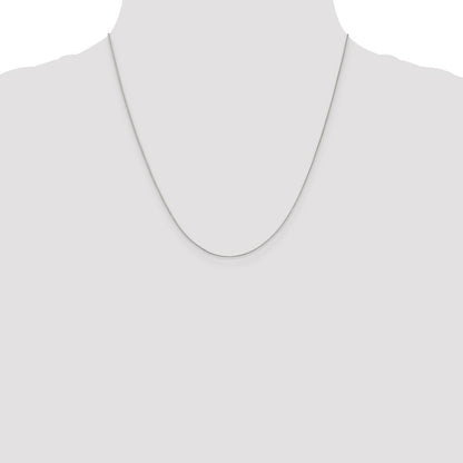 2 Inch 14K White Gold .5mm Baby Box With Lobster Clasp Chain Necklace