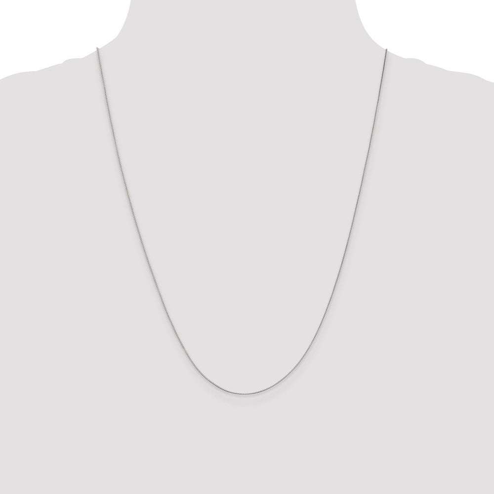 24 Inch 14K White Gold .5mm Baby Box With Lobster Clasp Chain Necklace