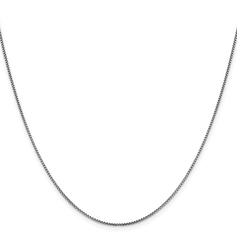 16 Inch 14K White Gold 1.1mm Sparkle Round Box Chain Necklace