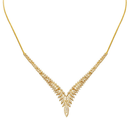 14K Yellow Gold Lily Cubic Zirconia Collar Necklace