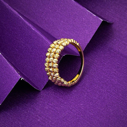 14K Yellow Gold 3 Row Ball Ring