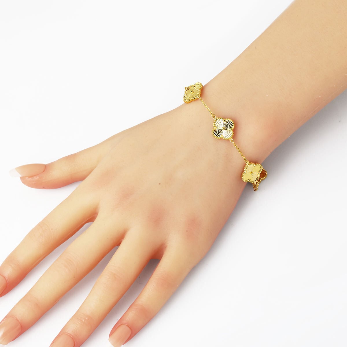 14K Yellow Gold Clover Unisex Bracelet
