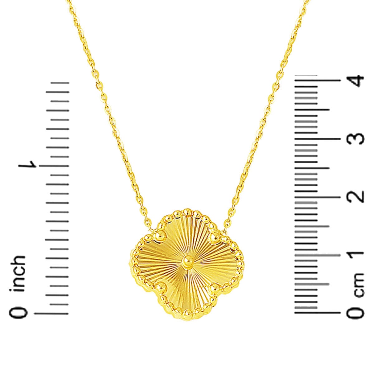 14K Yellow Gold Clover Large Necklace