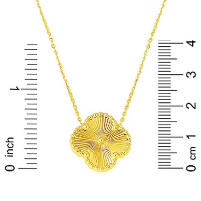 14K Yellow Gold Clover Large Necklace