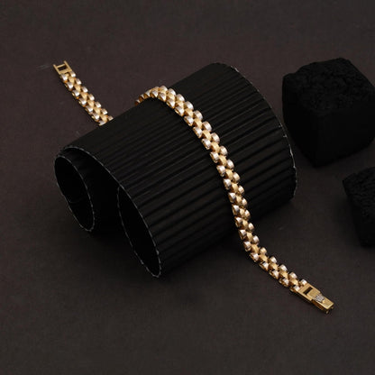 14K Yellow Gold Two-Tone Designer Inspired Bracelet