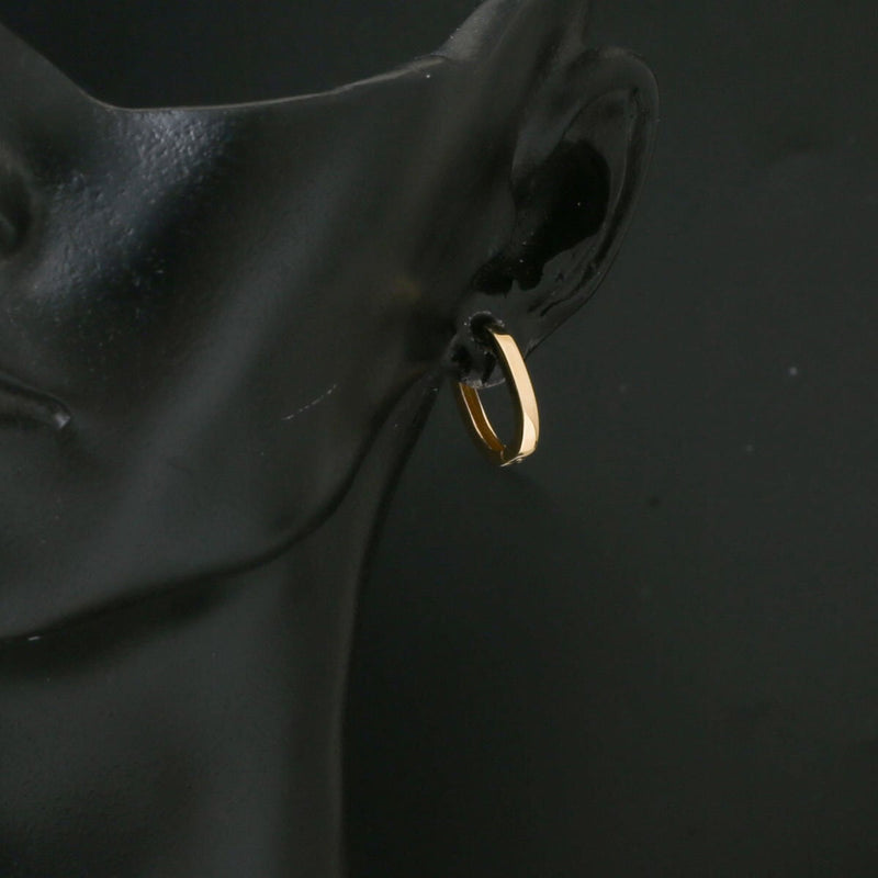 14K Yellow Gold Oval Minimalist Hoop Earrings