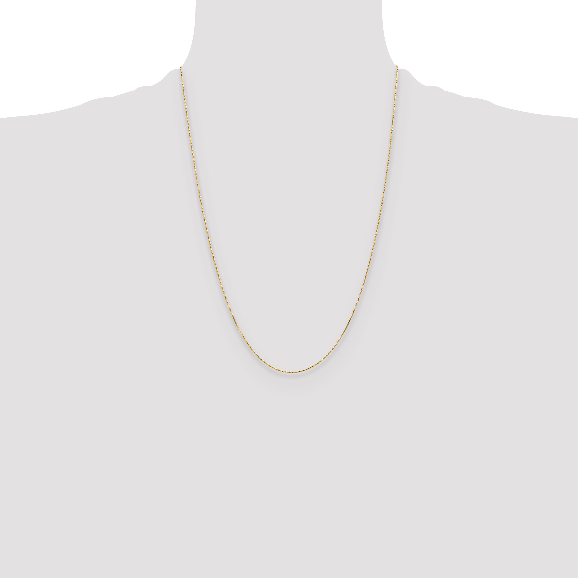 24 Inch 14K Yellow Gold .8mm D/C Wheat Chain Necklace