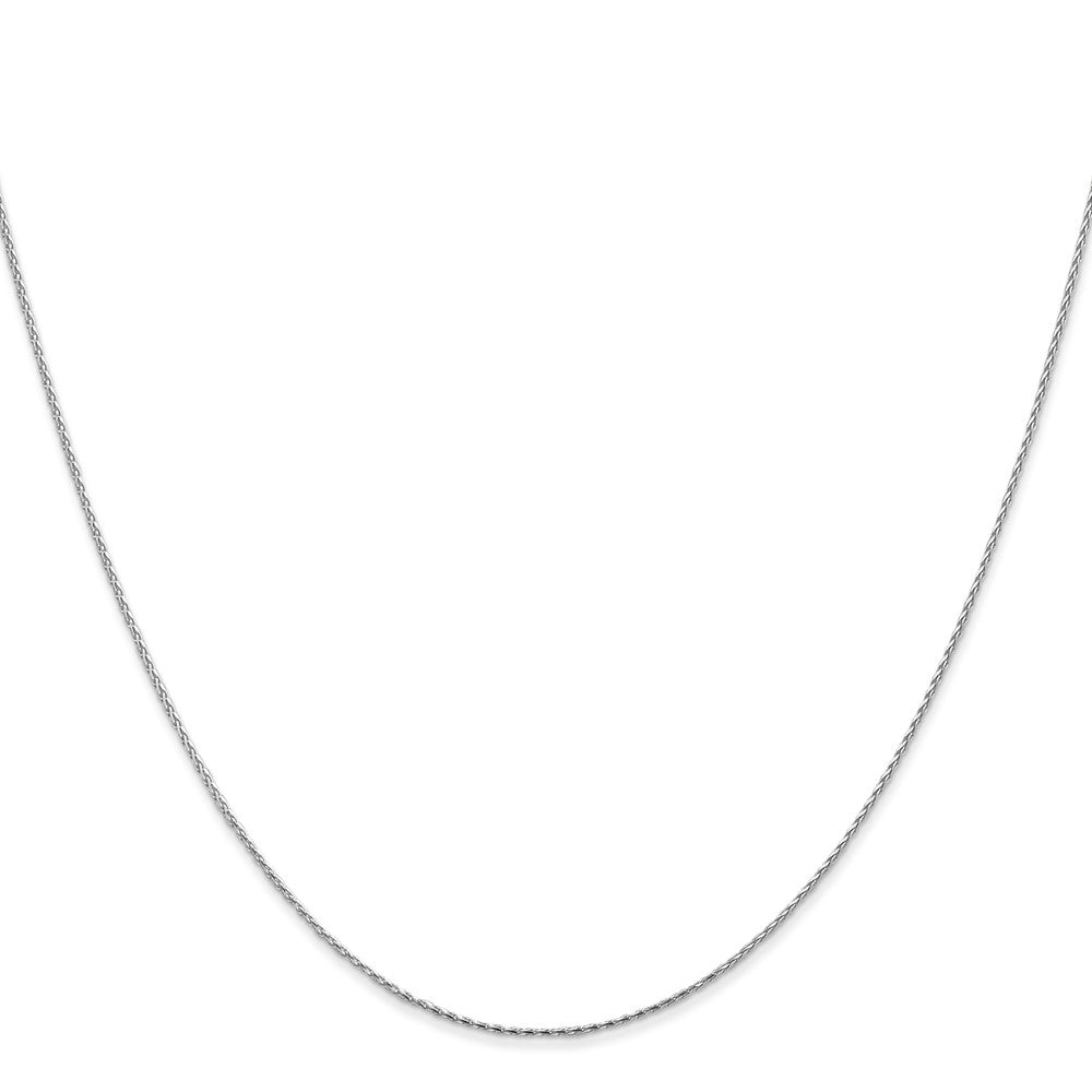18 Inch 14K White Gold .8mm D/C Wheat Chain Necklace