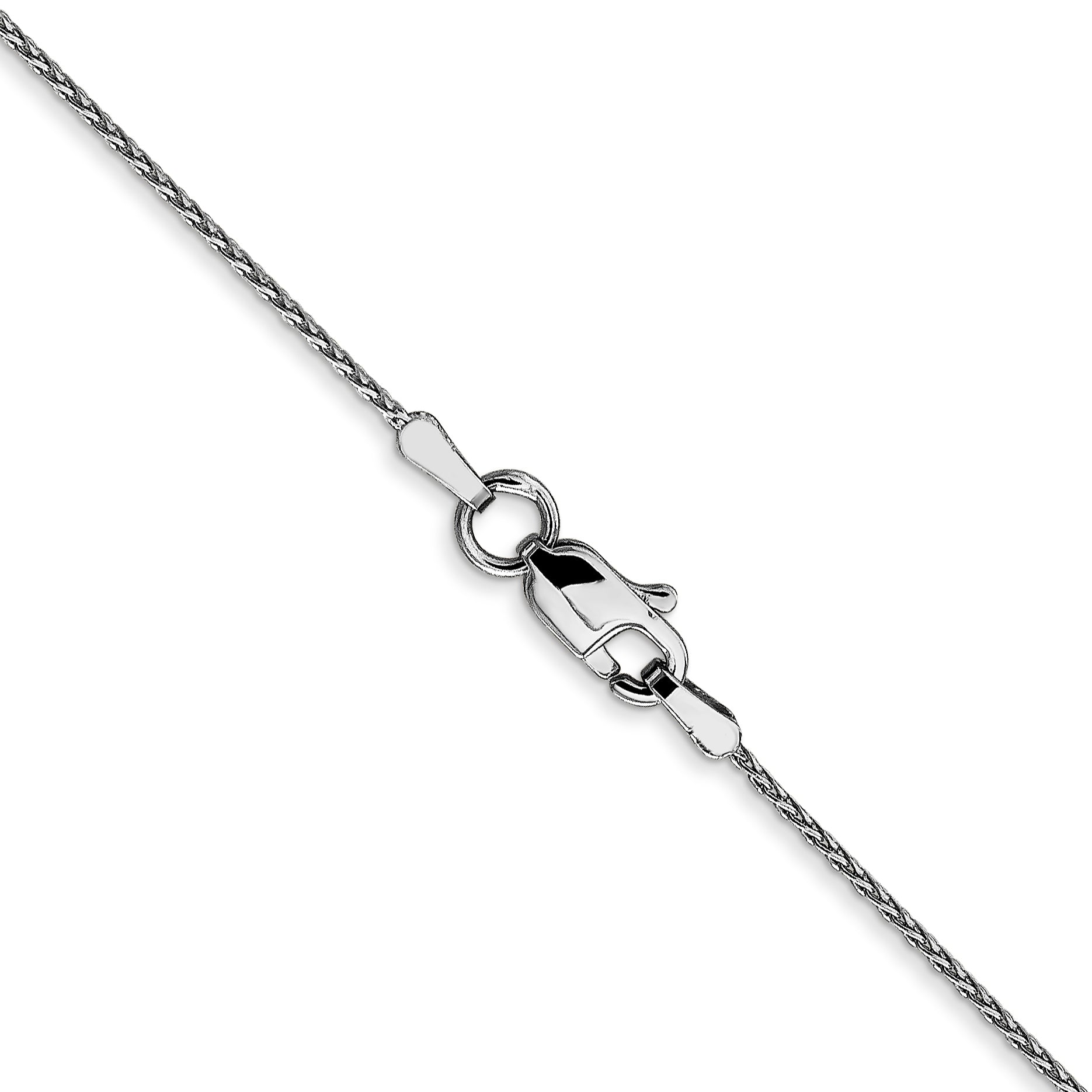 18 Inch 14K White Gold .8mm D/C Wheat Chain Necklace