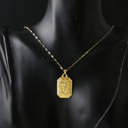 14K Yellow Gold Retro Taurus Zodiac Pendant