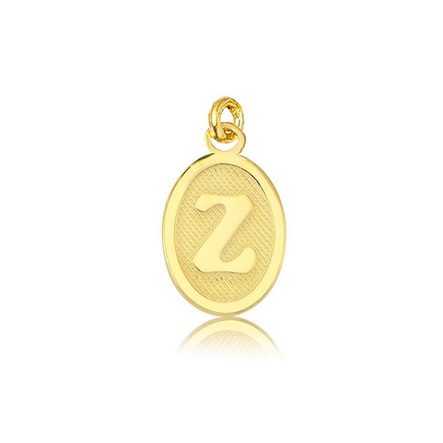 14K Yellow Gold Z Initial Oval Pendant