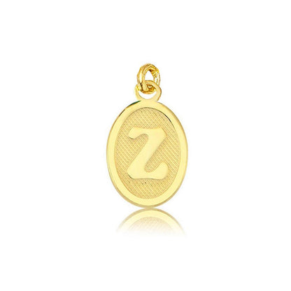 14K Yellow Gold Z Initial Oval Pendant