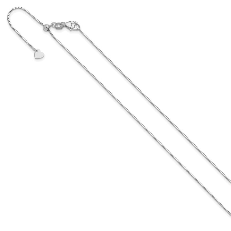22 Inch 14K White Gold Adjustable .8mm Box Chain Necklace