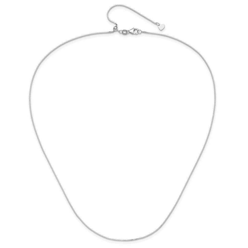 22 Inch 14K White Gold Adjustable .8mm Box Chain Necklace